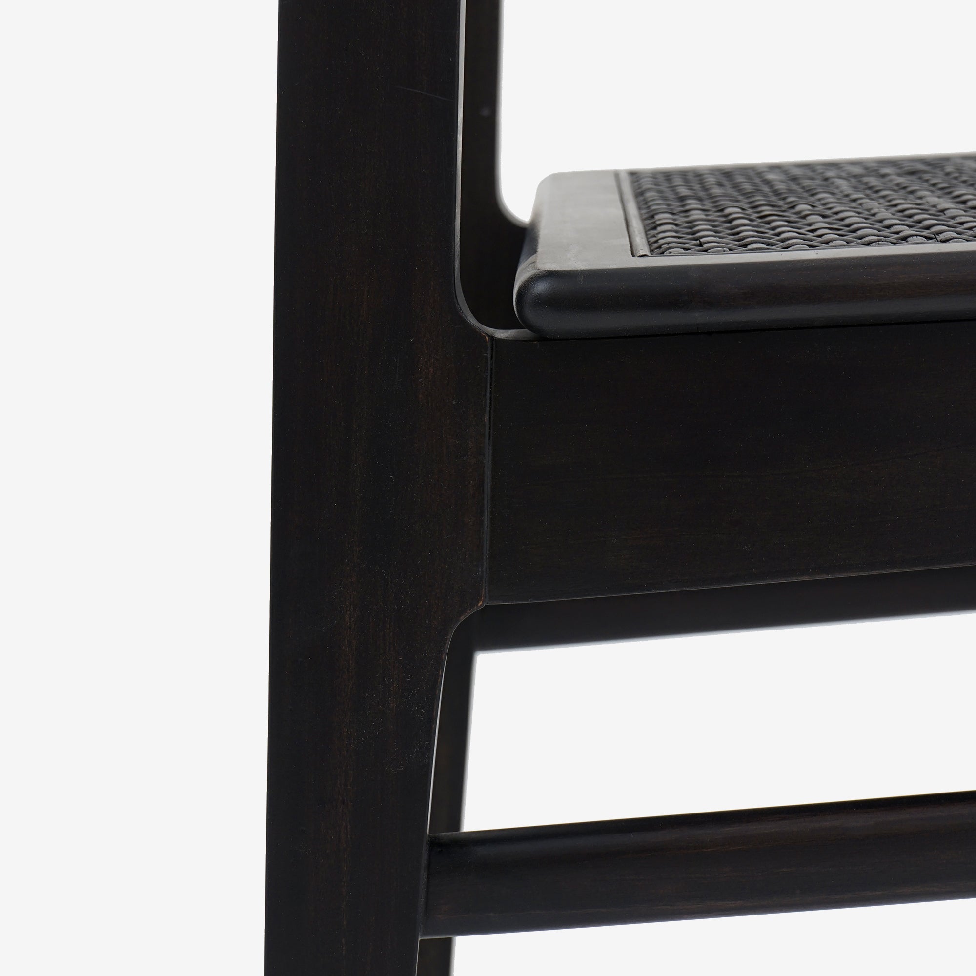 Detail Side Black Liora Rattan Dining Chair Set