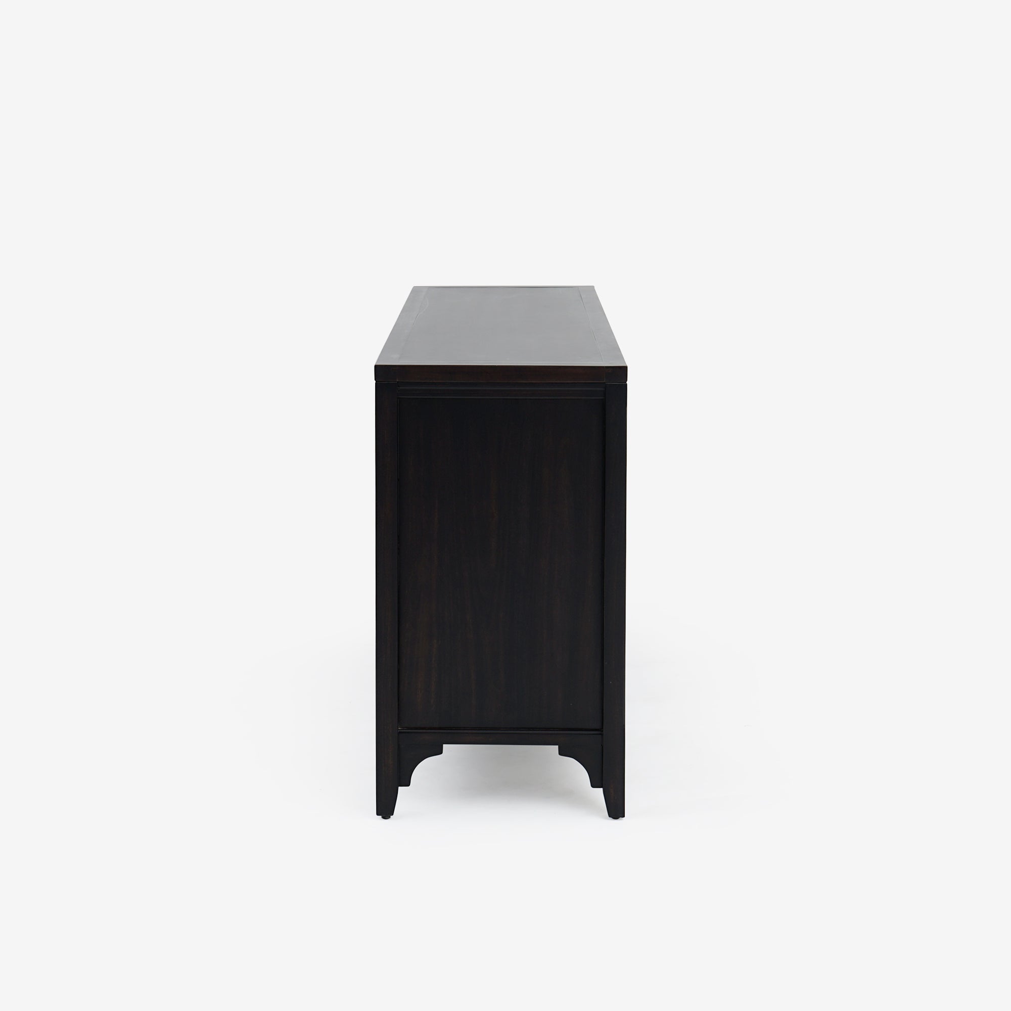 Side View Black Lurian 6 Drawer Rattan Dresser
