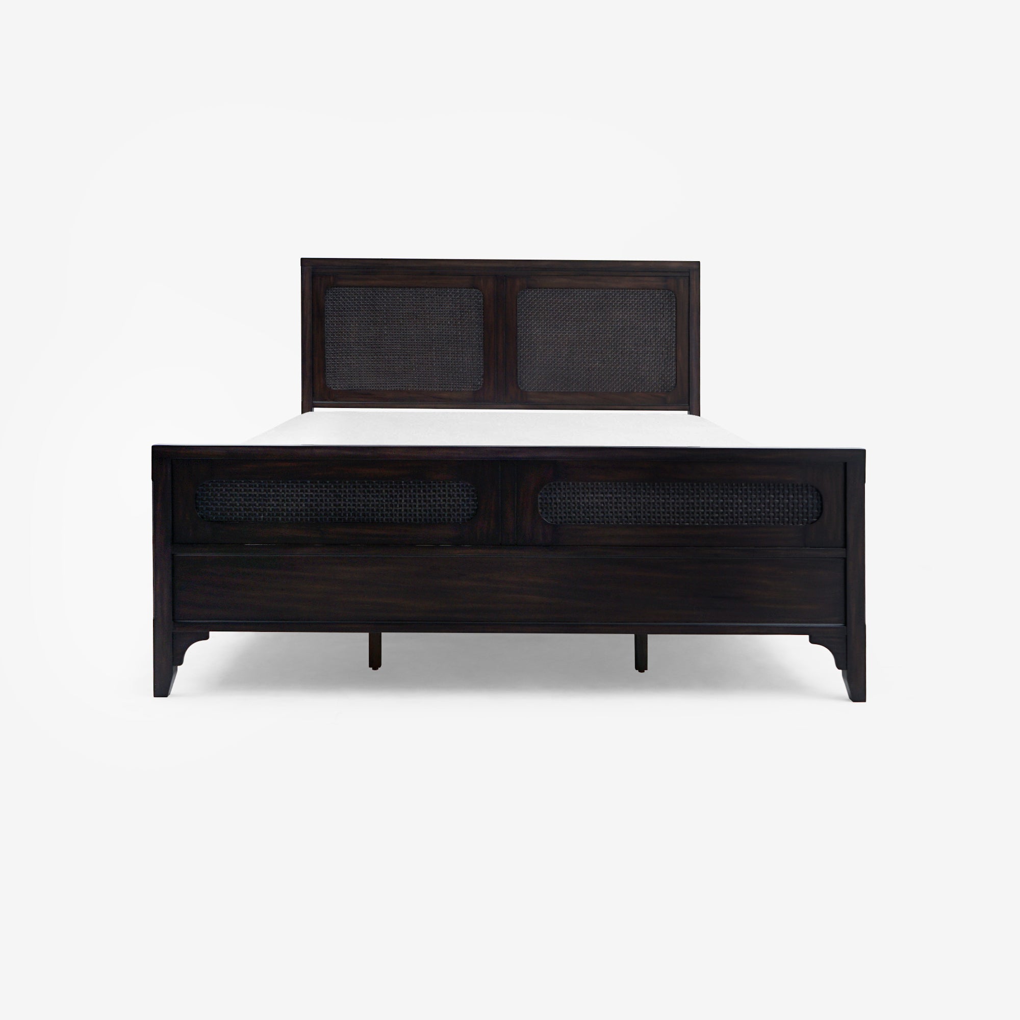 Front View Black Lurian Queen Rattan Bed