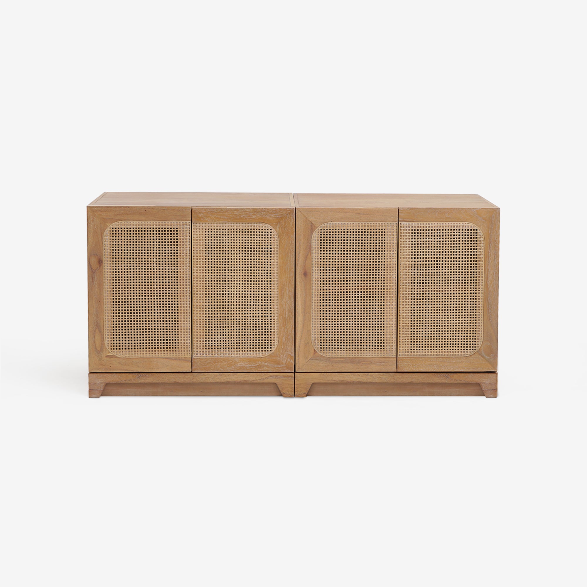 Front View Set Of 2 Natural Liora 31.5 Rattan Modular Cabinet