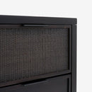 Black Kalana - 2-Drawer Rattan Nightstand with woven texture