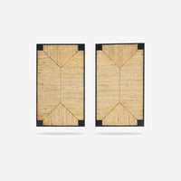 Two rectangular woven mats with black frames