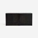 Front view set of 2 Black Liora 31.5 Rattan Modular Cabinet
