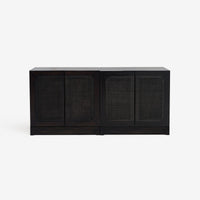 Front view set of 2 Black Liora 31.5 Rattan Modular Cabinet