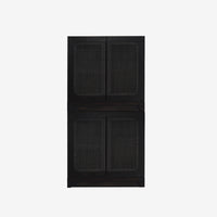 Front view set of 2 Black Liora 31.5 Rattan Modular Cabinet 