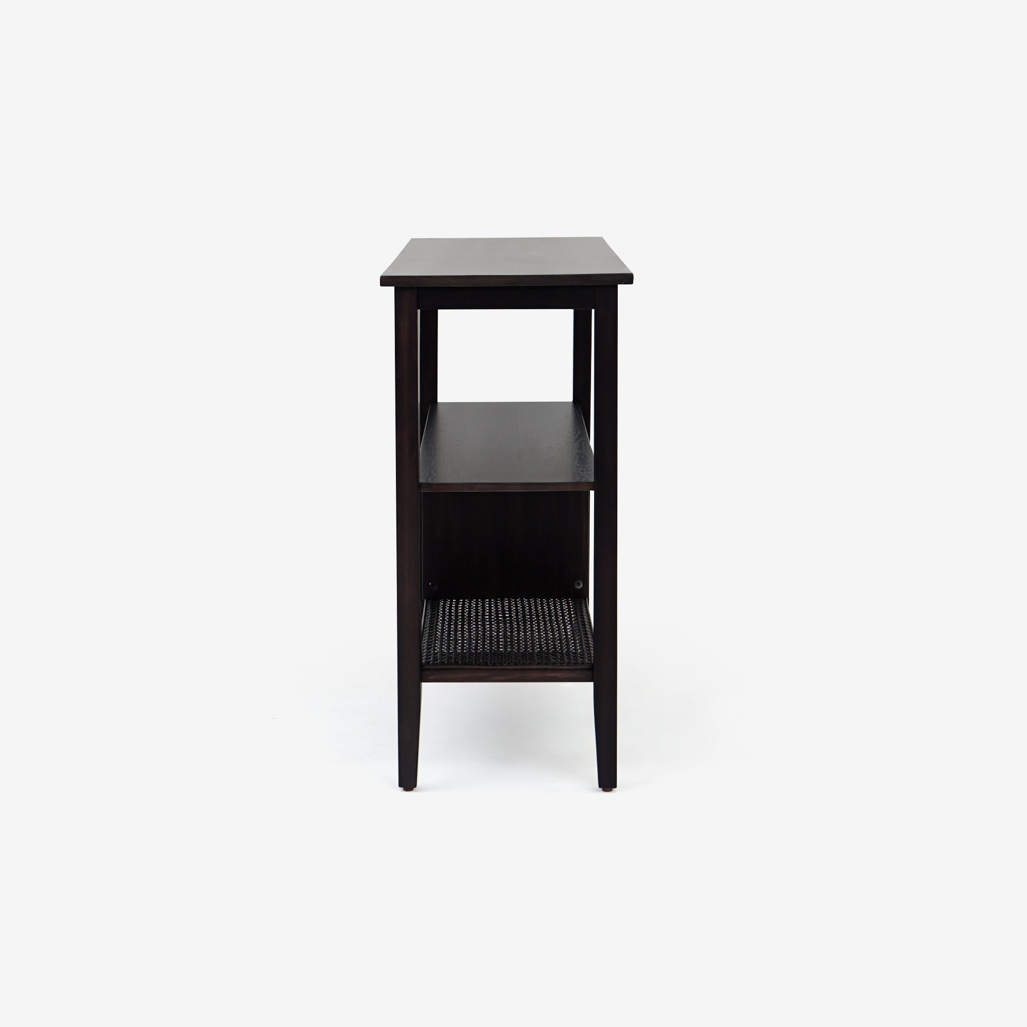 Side View Black Liora 41 Rattan Console Table 