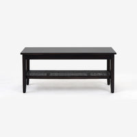 Front View Black Liora 45 Rattan Bench