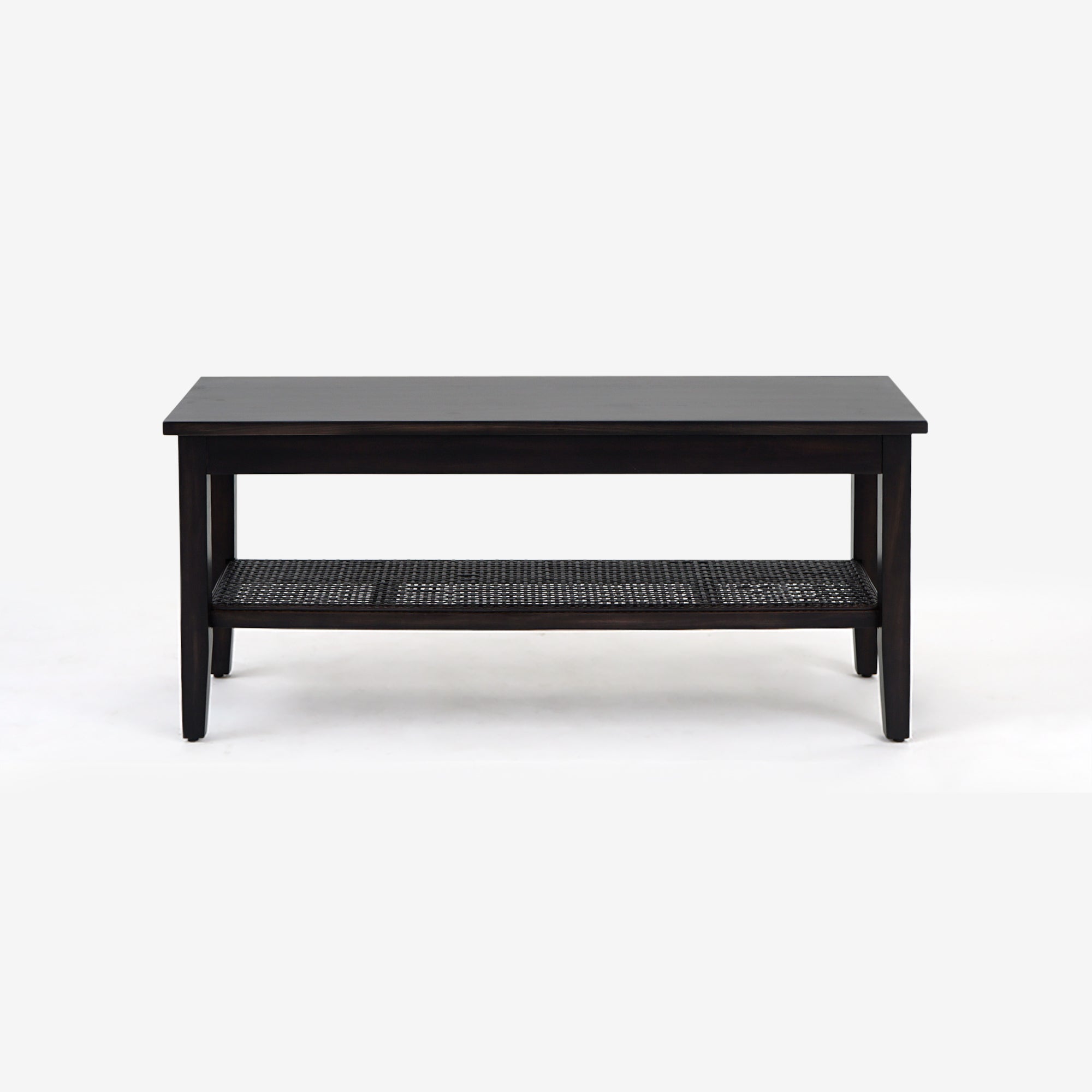 Front View Black Liora 45 Rattan Bench