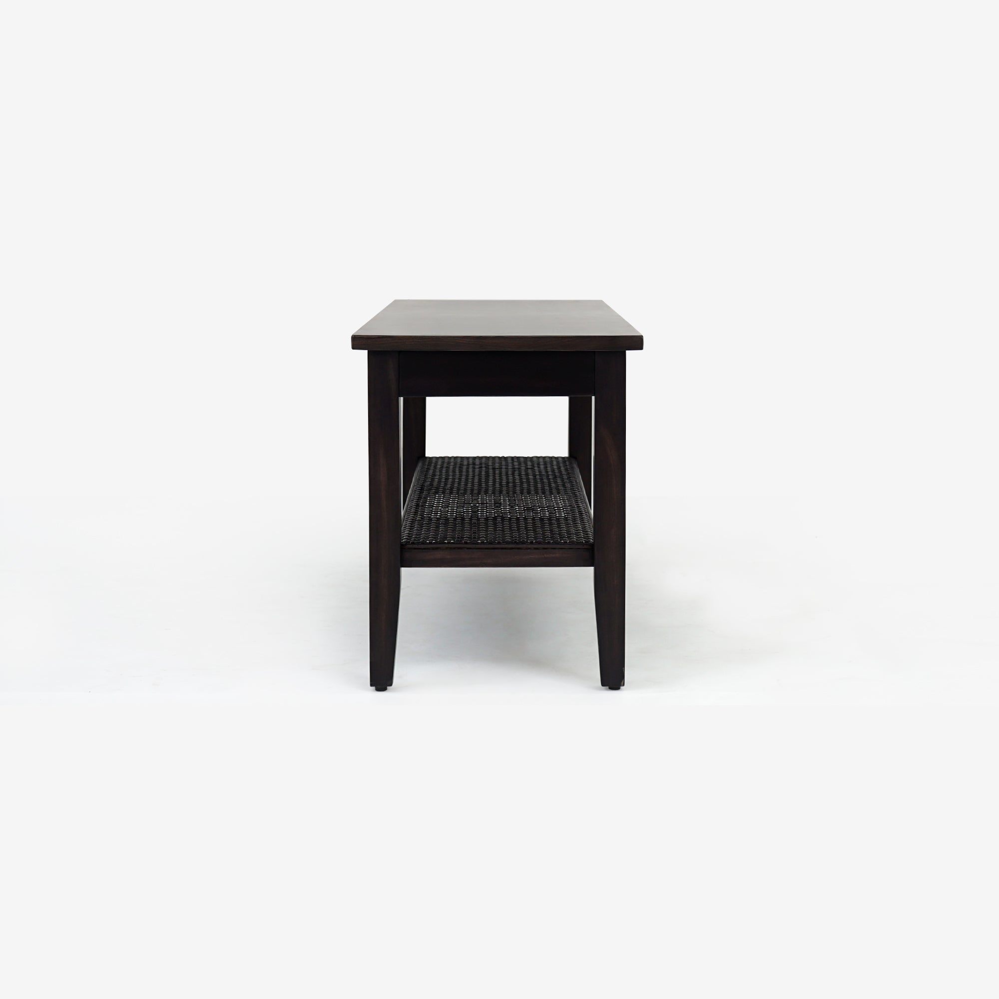 Side View Black Liora 45 Rattan Bench