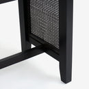 Detail Leg Black Liora 72 x 30 Rattan Dining Table