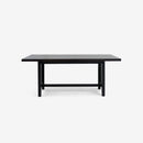 Front View Black Liora 72 x 30 Rattan Dining Table