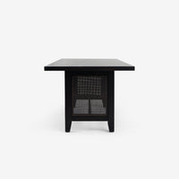Side View Black Liora 72 x 30 Rattan Dining Table