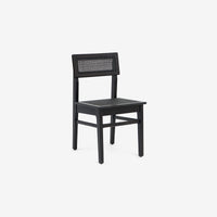 Angled View Black Liora Rattan Dining Chair Set
