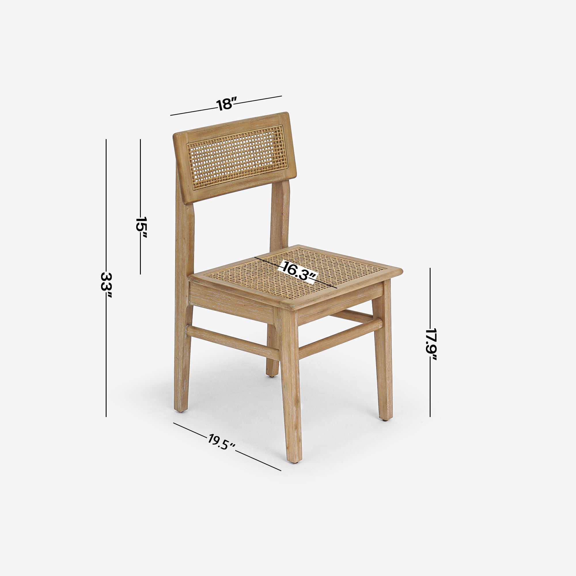 Detail Dimension Black Liora Rattan Dining Chair Set