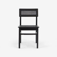 Front View Black Liora Rattan Dining Chair Set