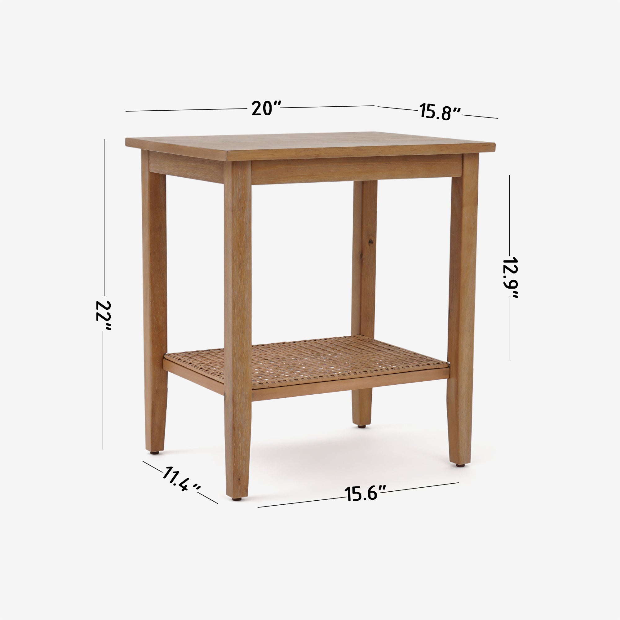 Detail DImension Black Liora Rectangular Rattan Accent Table 