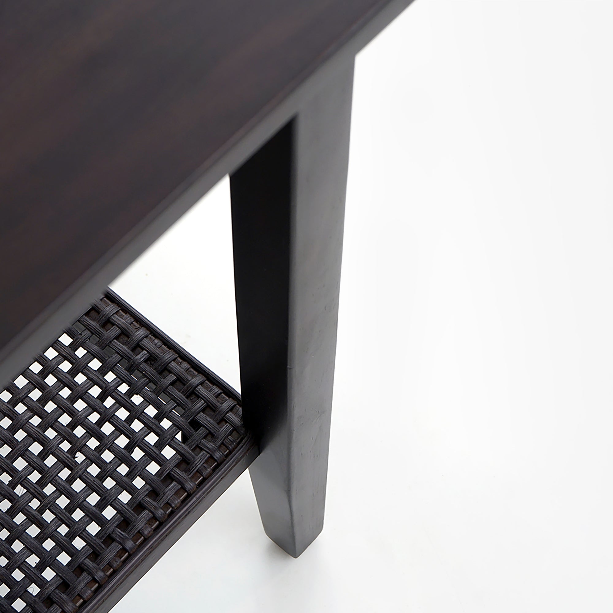 Detail Leg Black Liora Rectangular Rattan Accent Table 