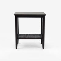 Front View Black Liora Rectangular Rattan Accent Table 