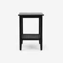 Side VIew Black Liora Rectangular Rattan Accent Table 