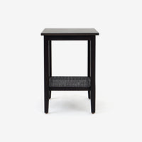 Side VIew Black Liora Rectangular Rattan Accent Table 