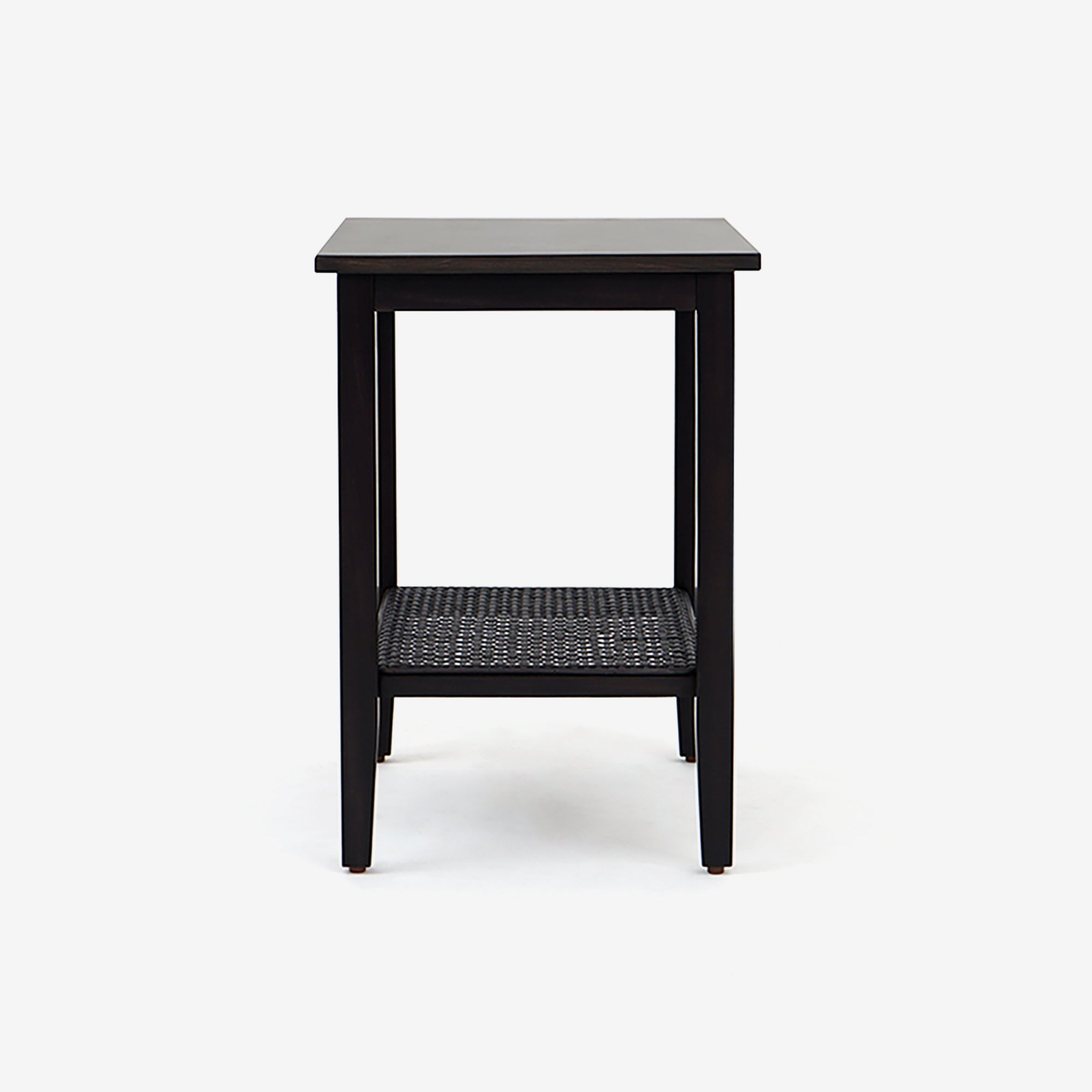 Side VIew Black Liora Rectangular Rattan Accent Table 
