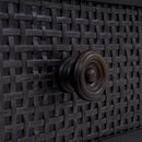 Detail Front View Black Lurian 1 Drawer Rattan Nightstand