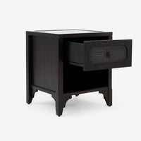 Door Opened Black Lurian 1 Drawer Rattan Nightstand