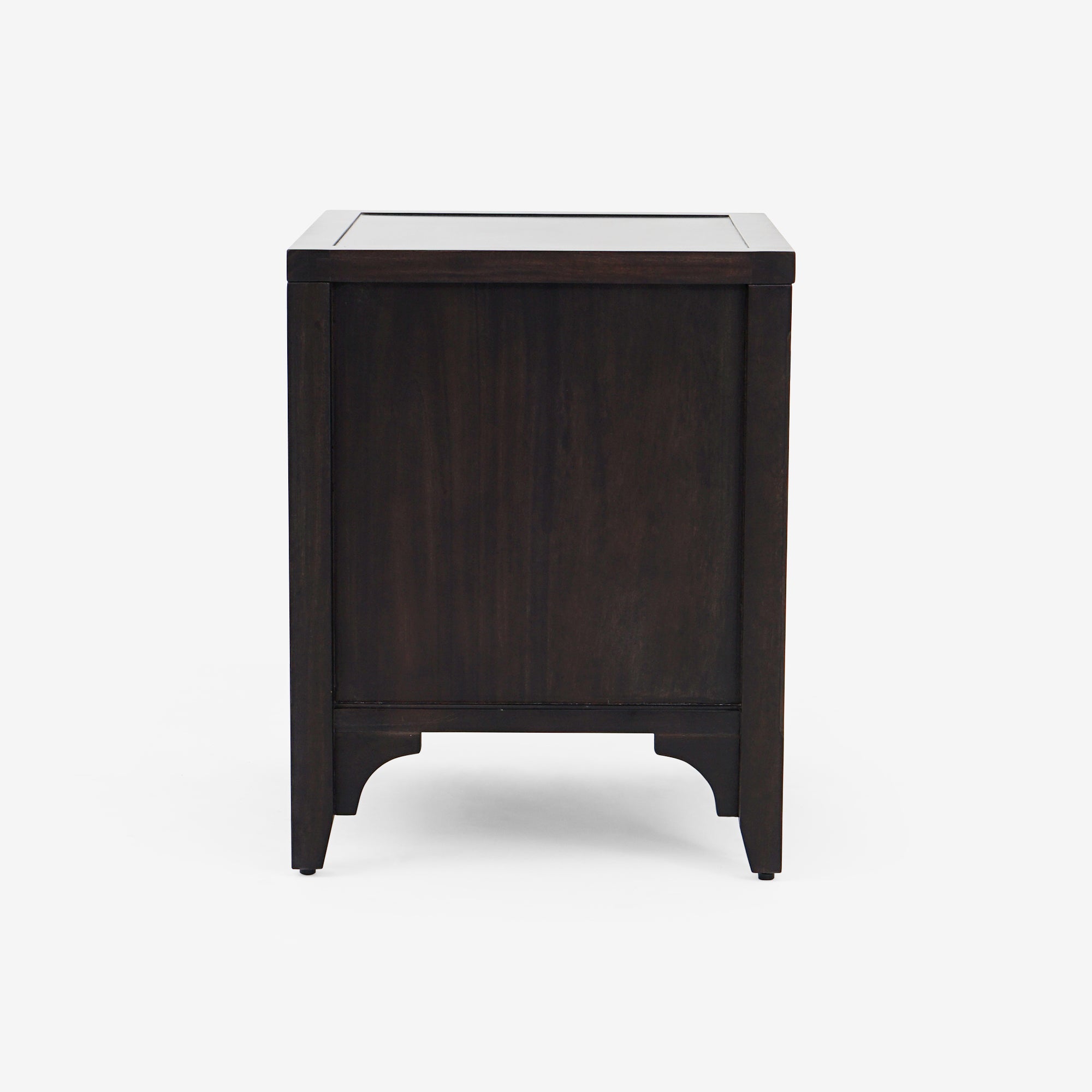 Side View Black Lurian 1 Drawer Rattan Nightstand