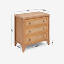 Detail Dimension Black Lurian 3 Drawer Rattan Dresser