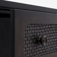 Detail Front Black Lurian 3 Drawer Rattan Dresser