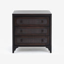 Front View Black Lurian 3 Drawer Rattan Dresser