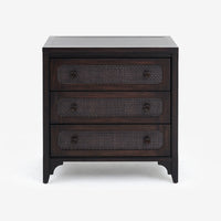 Front View Black Lurian 3 Drawer Rattan Dresser