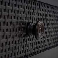 Detail Front Black Lurian 6 Drawer Rattan Dresser