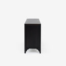 Side View Black Lurian 6 Drawer Rattan Dresser