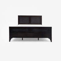 Front View Black Lurian Queen Rattan Bed