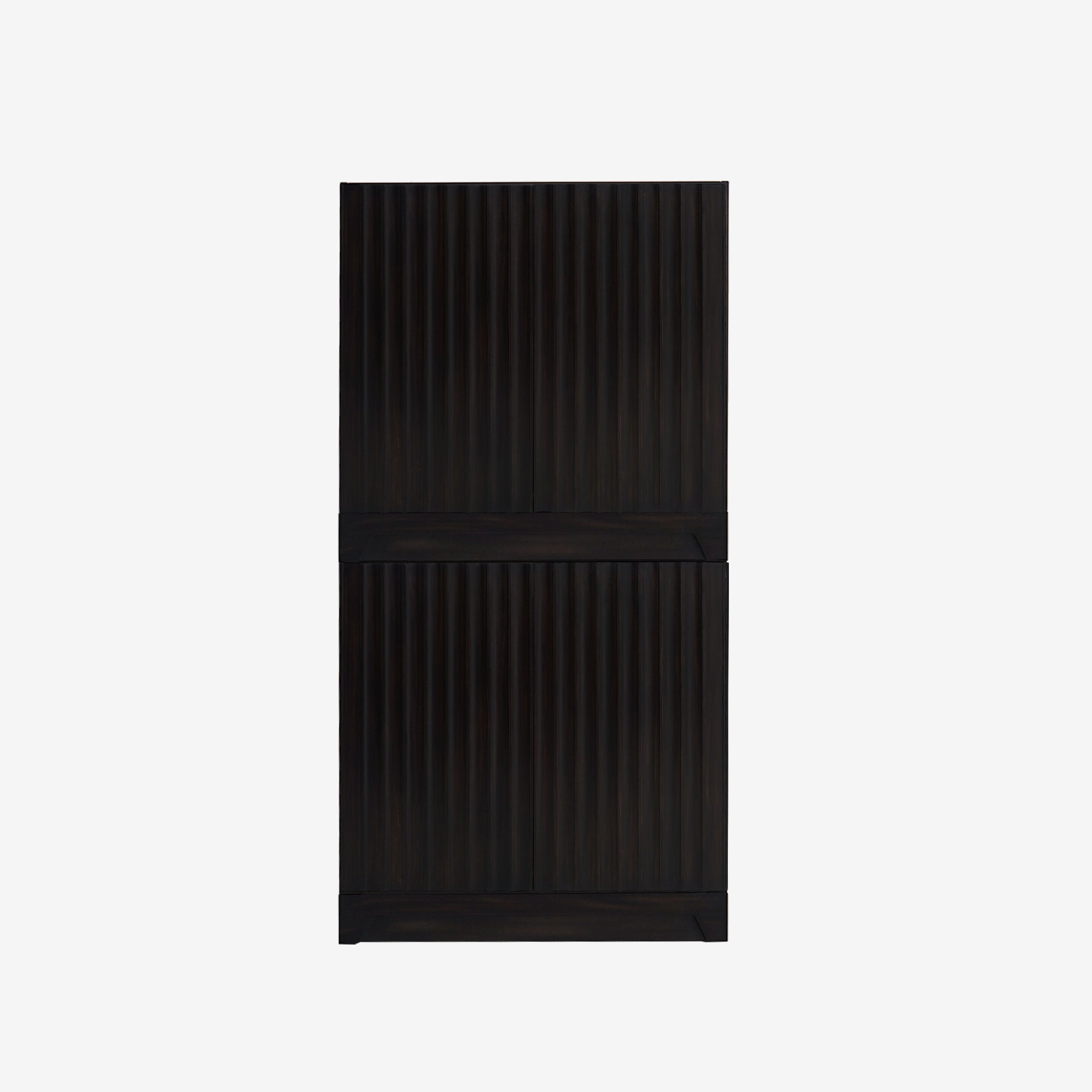 Front View Set Of 2 Black Mira 31.5 Scalloped Modular Cabinet