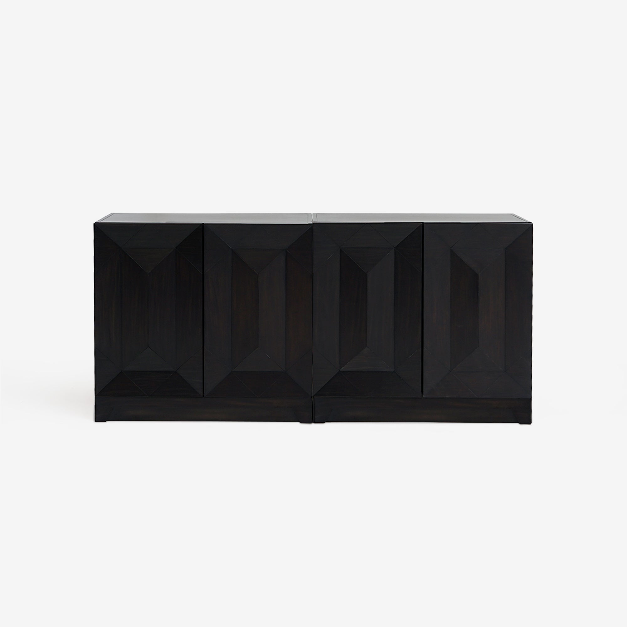 Front View Set Of 2 Set by side Black Mira 31.5 Scalloped Modular Cabinet