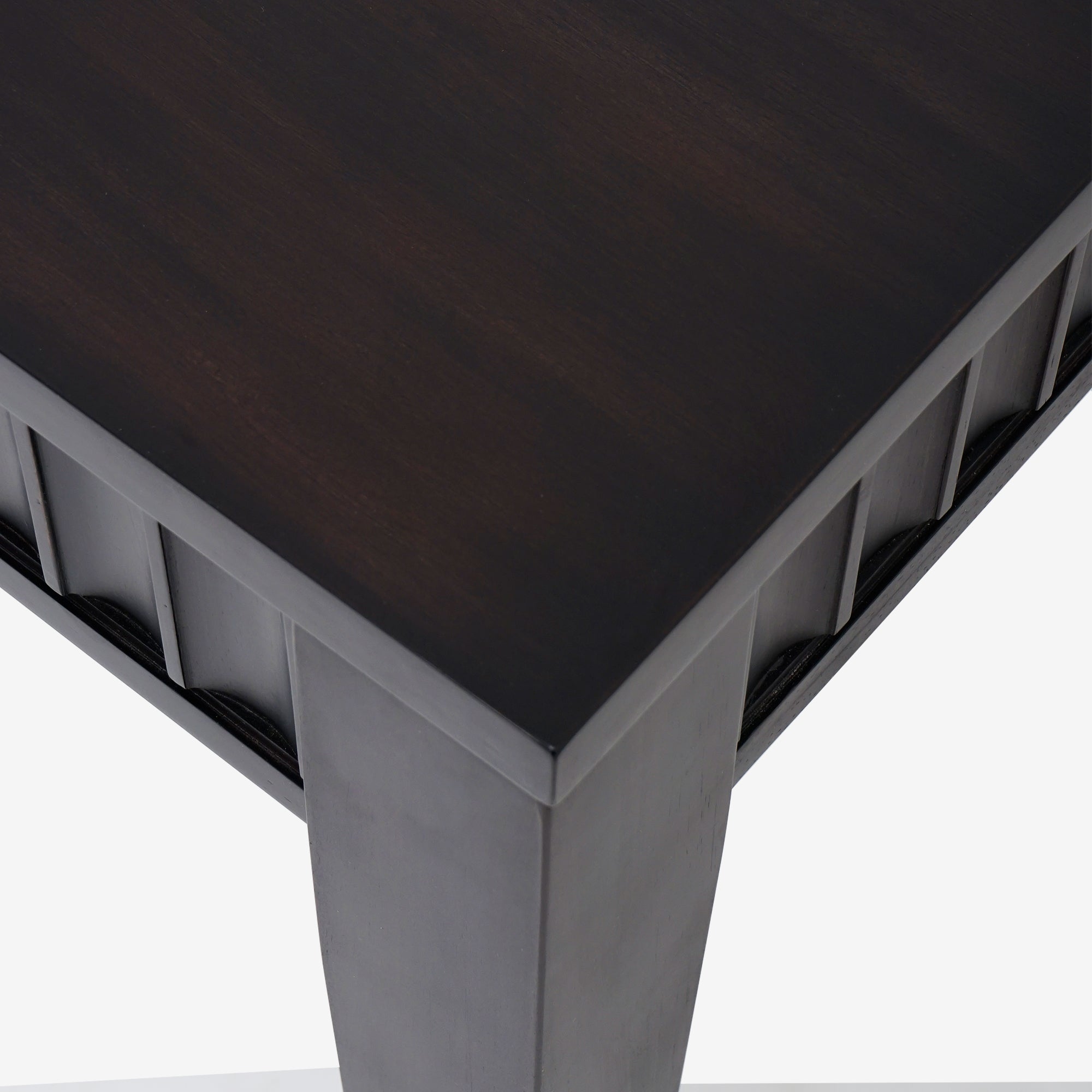 Detail Corner Black Mira 72 x 30 Scalloped Dining Table