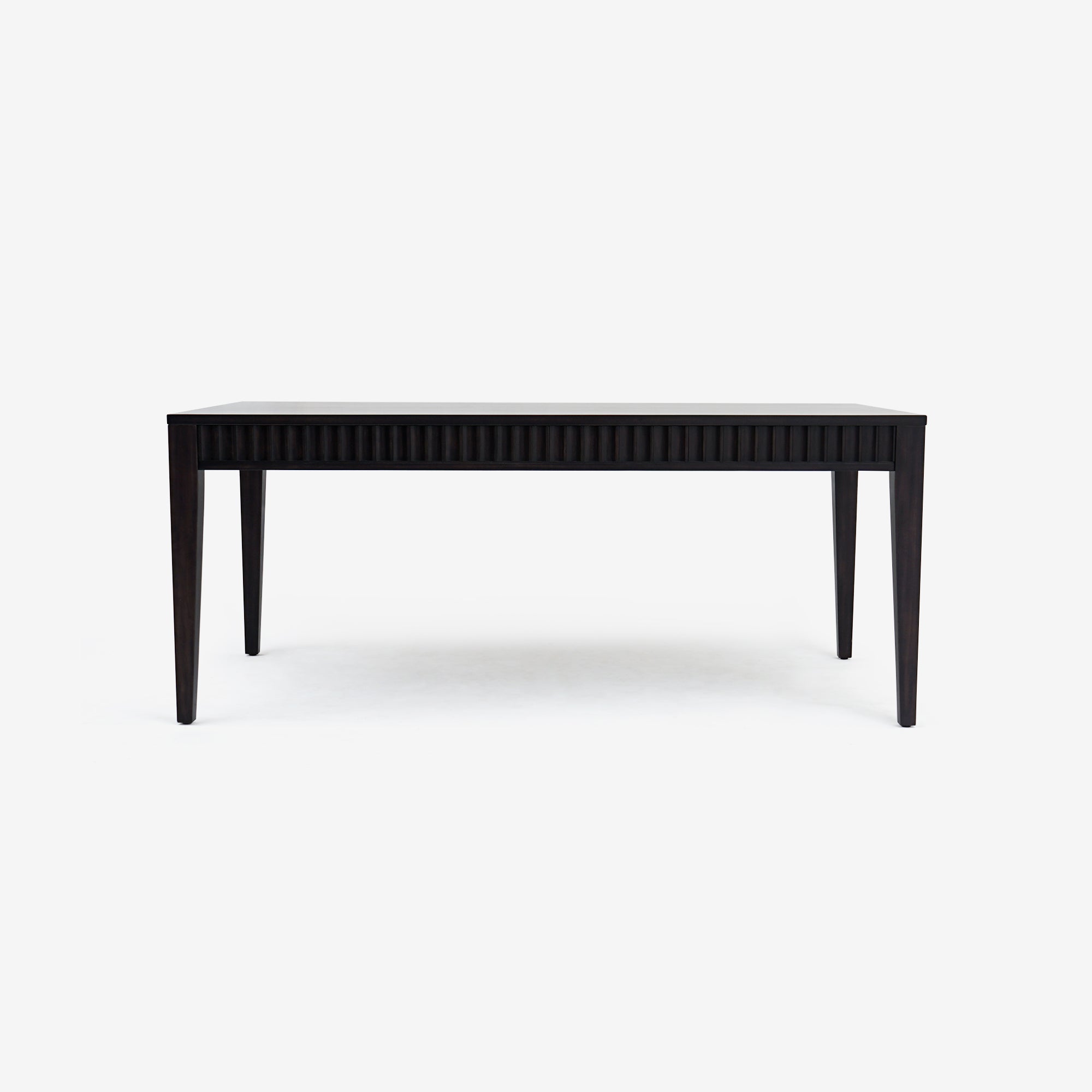 Front View Black Mira 72 x 30 Scalloped Dining Table