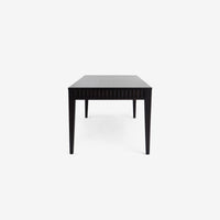 Side View Black Mira 72 x 30 Scalloped Dining Table