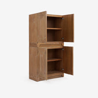 Natural Averi Modular Cabinet with stacked 2 piece open doors