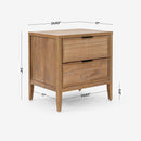 Natural Kalana 2 Drawer Rattan Nightstand Detail Dimension