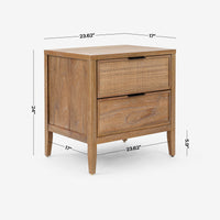 Natural Kalana 2 Drawer Rattan Nightstand Detail Dimension