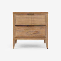 Natural Kalana 2 Drawer Rattan Nightstand front view