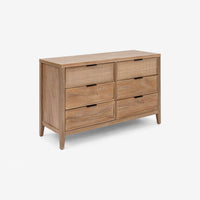 Black Kalana 6 Drawer Rattan Dresser Angled View