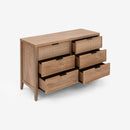 Natural Kalana 6 Drawer Rattan Dresser opened