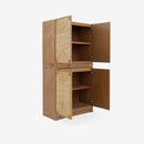 Wooden cabinet with open doors