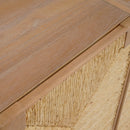Wooden surface with woven edge detail