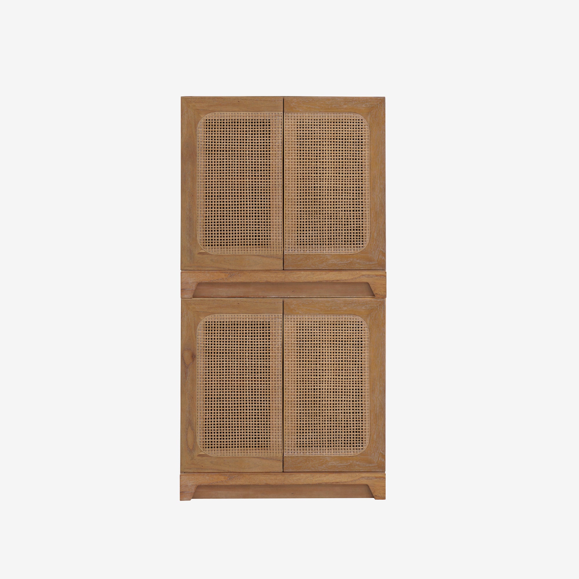 Front View Set of 2 Natural Liora 31.5 Rattan Modular Cabinet