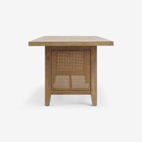 Side VIew Natural Liora 72 x 30 Rattan Dining Table